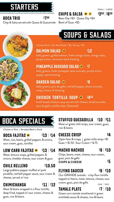 Taqueria Menu — Boca Taqueria.